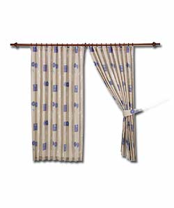Pair of Blue Sicily Curtains with Tie-Backs