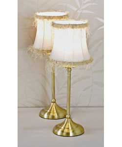 Pair of Candlestick Table Lamps - Cream