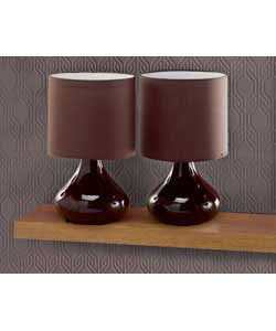 Pair of Ceramic Lamps - Chocolate