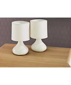 Pair of Ceramic Lamps - Cream