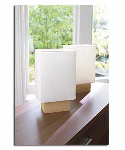 Pair of Cubist Table Lamps - Beech Effect