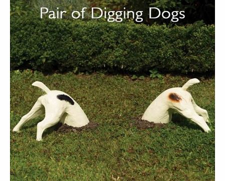 Pair of Digging Dog Garden OrnamentsHere is your chance to buy your very own pair of Original Digger the Dog Garden Ornaments!We now have a brown spotted Jack Russell and a black spotted one, who are half underground doing what they do best!The Diggi