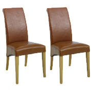 Unbranded Pair of Florence Chairs, Cognac with oak legs