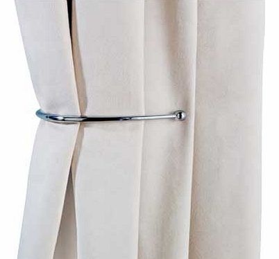 These J-Shaped Curtain Holdbacks feature chrome stems with sleek chrome ends. These sophisticated holdbacks add a touch of luxury to any room. EAN: 6233730.