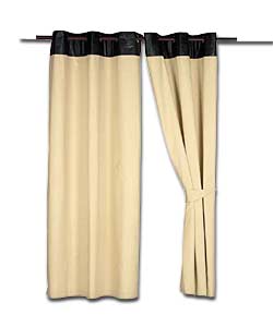Pair of Leather Look Ready Made Curtains 116 x 183cm