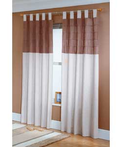 Pair of Linen Look and Suede Tab Top Curtains