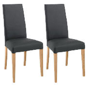 Unbranded Pair of Lucca Chairs, Black Leather with oak legs