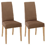 Unbranded Pair of Lucca chairs, brown faux suede with oak