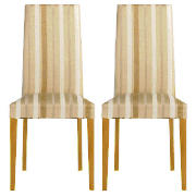 Unbranded Pair of Lucca chairs, natural stripe with oak legs