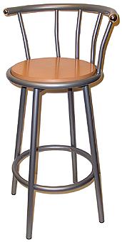 Pair of metal bar stools with beech seat