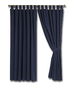 Pair of Navy Lima Ready Made Curtains (W)66- (D)72in