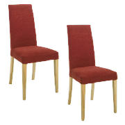 Unbranded Pair of New Roma chairs, Red chenille with Oak