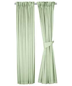 Pair of Pencil Pleat Curtains - Green