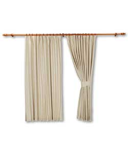 Pair of Pencil Pleat Denim Curtains - Natural