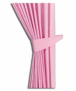 Pair of Pink Gingham Curtains with Tie-Backs