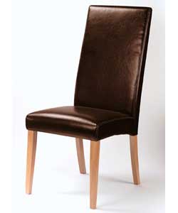 Pair of Sarah Tall Brown Faux Leather Chairs