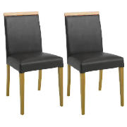Unbranded Pair of Siena Chairs, Brown Leather with oak legs