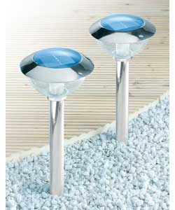 Pair of Weather Resistant Stainless Steel Solar Lights