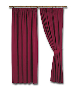 Pair of Wine Cotton Satin Ready Made Curtains-W46 x D72ins