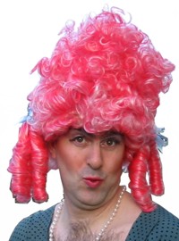 There is nothing like a Dame.  This wig tops off any outrageous outfit and the ringlets finish the