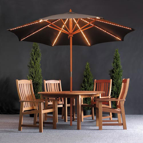 Fantastic for evenings in the garden these 2.7m diameter parasols feature integrated tube lights whi