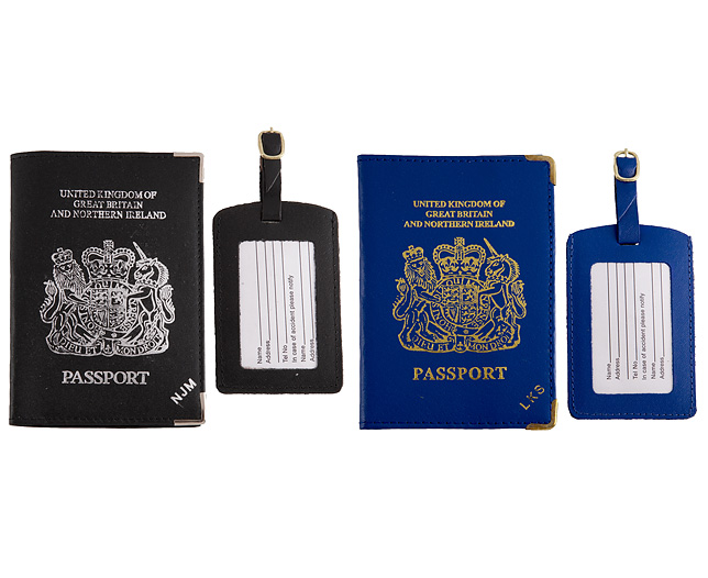 Unbranded Passport Cover/Tags 1 1 FREE Pers - Blue and Black