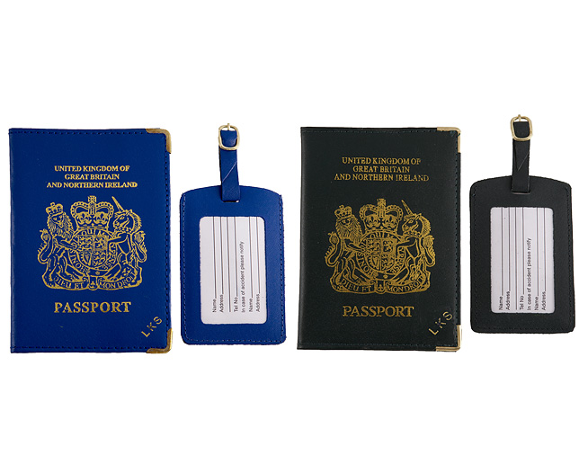 Unbranded Passport Cover/Tags 1 1 FREE Pers - Green and Blue