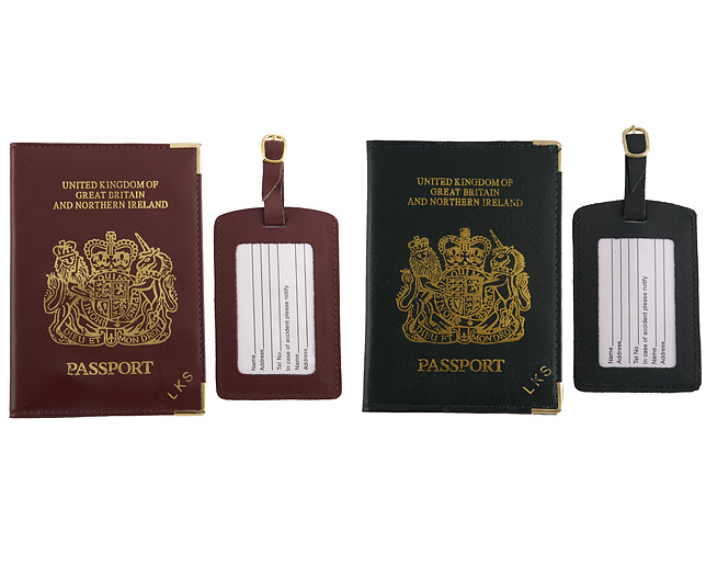 Unbranded Passport Cover/Tags 1 1 FREE Pers - Green and Burg