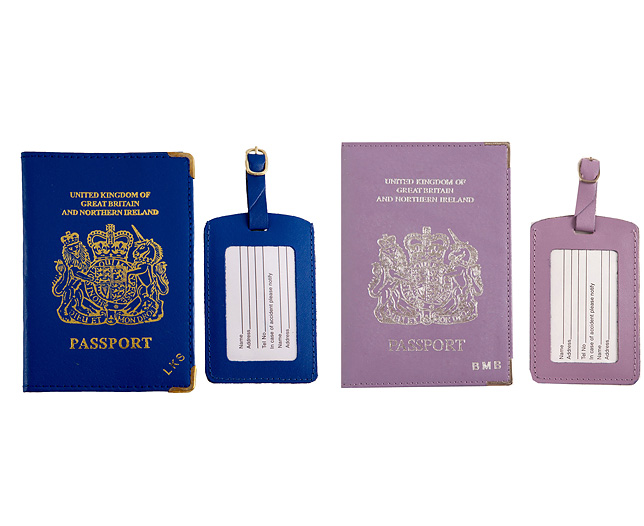 Unbranded Passport Cover/Tags 1 1 FREE Pers - Lilac and Blue