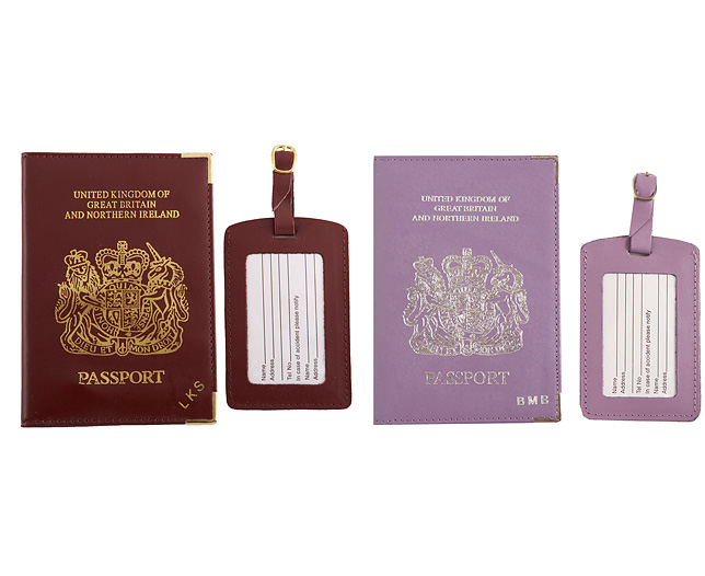 Unbranded Passport Cover/Tags 1 1 FREE Pers - Lilac and Burg