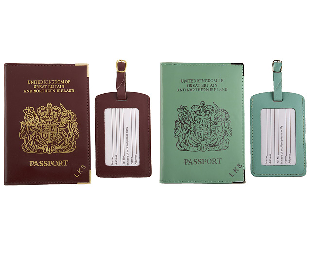 Unbranded Passport Cover/Tags 1 1 FREE Pers - Mint and Burg