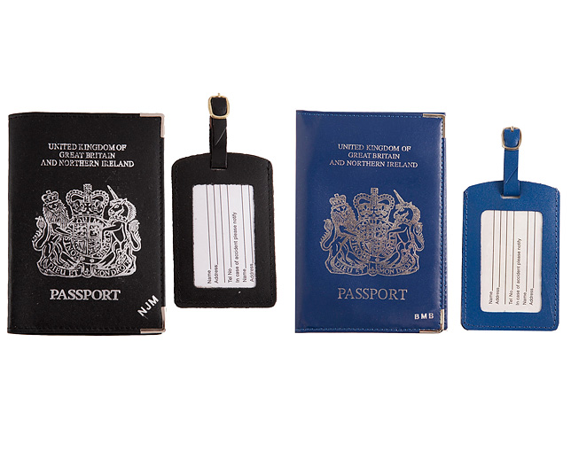 Unbranded Passport Cover/Tags 1 1 FREE Pers - Navy and Black