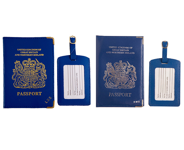 Unbranded Passport Cover/Tags 1 1 FREE Pers - Navy and Blue