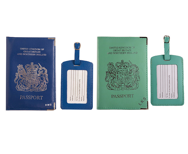 Unbranded Passport Cover/Tags 1 1 FREE Pers - Navy and Mint
