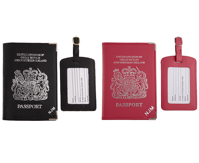 Unbranded Passport Cover/Tags 1 1 FREE Pers - Pink and Black