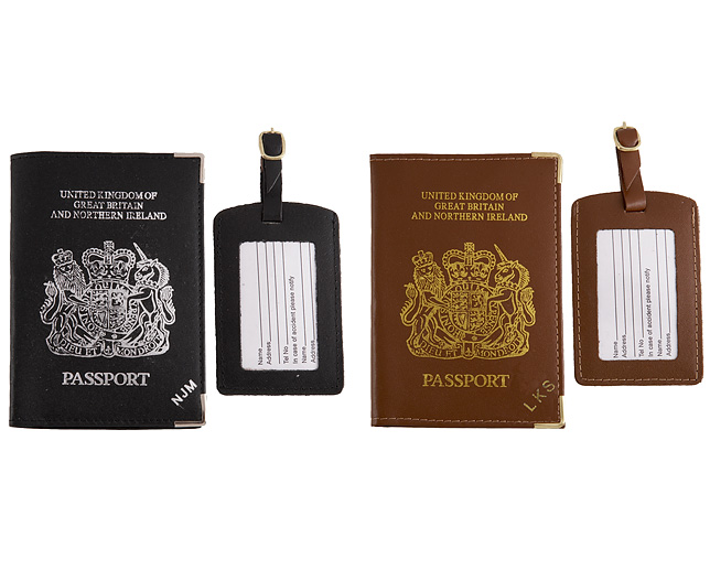 Unbranded Passport Cover/Tags 1 1 FREE Pers - Tan and Black