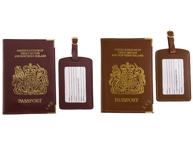 Unbranded Passport Cover/Tags 1 1 FREE Pers - Tan and