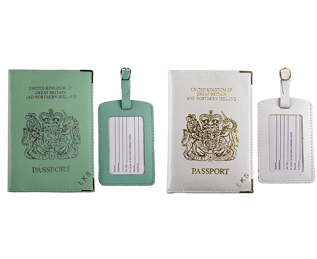 Unbranded Passport Cover/Tags 1 1 FREE Pers - White and Mint