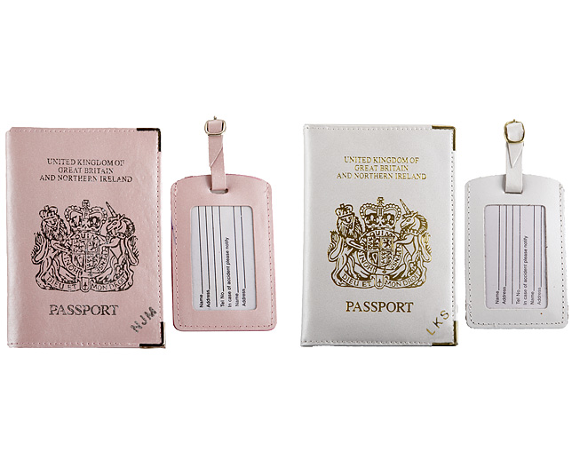 Unbranded Passport Cover/Tags 1 1 FREE Pers - White and Pink