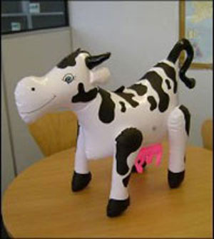 This sexy little cow is supplied with an electronic voicebox and will moo with delight as you play