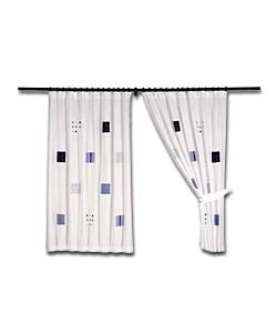 Patchwork Collection Pair of Curtains with Tie-backs - Blue