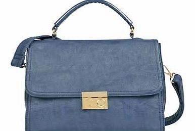 Every woman needs a navy bag and this one is perfect with patent piping and gold press lock to the front. Single patent handle for the grab bag style or optional longer strap for across body.Bag Features: Synthetic Size: 21H x 29W x 13D cm (8 x 11 