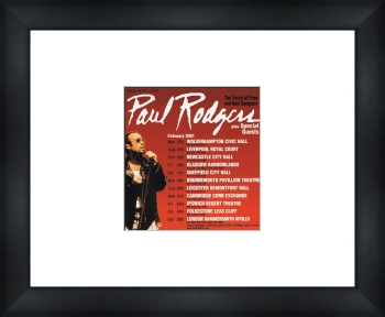 PAUL RODGERS UK Tour 2001 - Custom Framed Original Ad 29x24cm 23mm black wood frame with white mat G