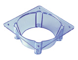 Blue Acrylic fan adapter for converting 80mm to 120mm  supplied with screw pack.