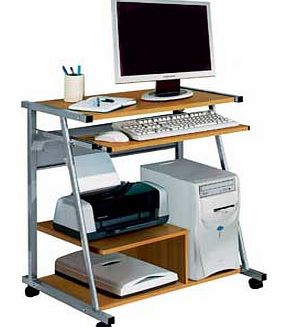 Unbranded PC Trolley with Shelf - Metal and Beech Effect