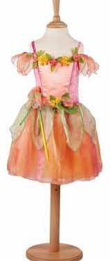 A gorgeous rich coloured dress in organza. satin and velour. finished with pretty pink flowers. Designed with pretty organza petal detail at the shoulder. it comes complete with a matching wand. Suitable for height 86 to 92cm. For ages 18 months and 