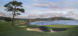 Unbranded Pebble Beach 18th Panorama Limited Edition Golf Print by Richard Chorley