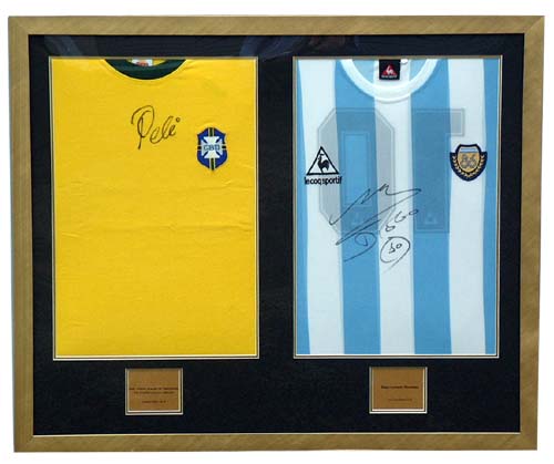 Unbranded Pelandeacute; - Maradona - Dual signed and framed shirts