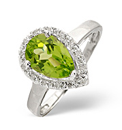 Unbranded Peridot and 0.07CT Diamond Ring 9K White Gold