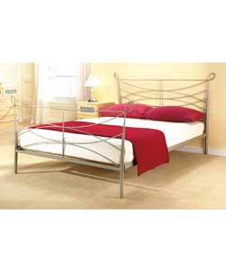 Pewter Loop Double Bedstead with Firm Mattress